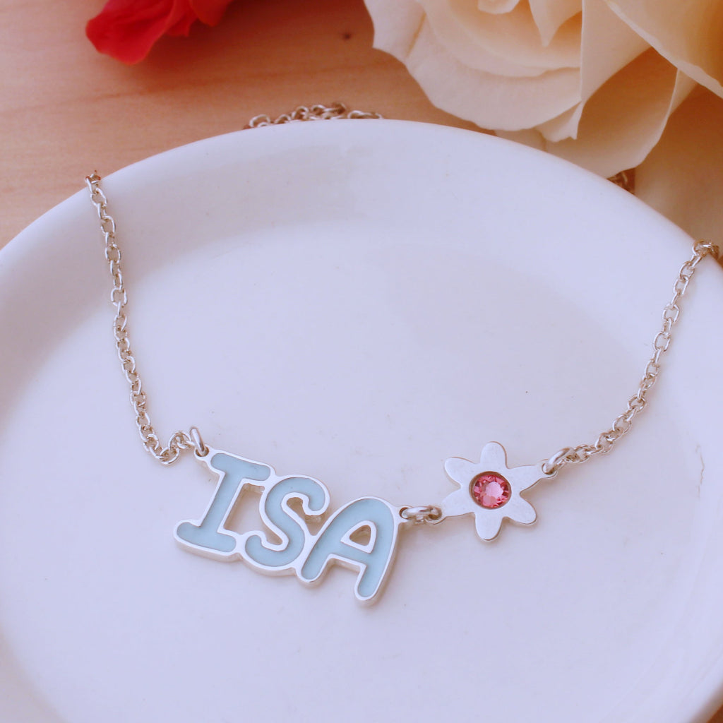 Collar personalizado con nombre y dije esmaltados