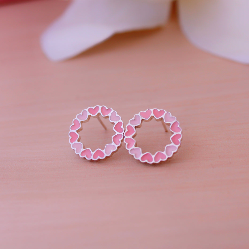 Zarcillos aro de corazones esmaltados