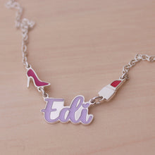 Cargar imagen en el visor de la galería, Collar personalizado con nombre y dije esmaltados
