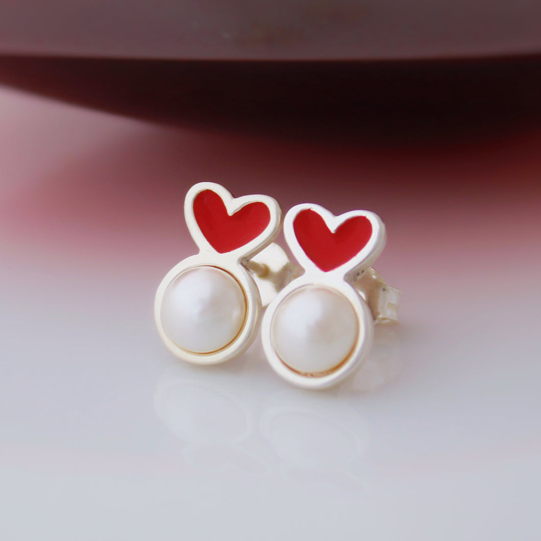 Zarcillos corazón y perlas